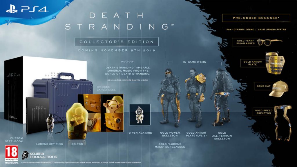 The Death Stranding Collector's Edition including Pre-Order bonuses